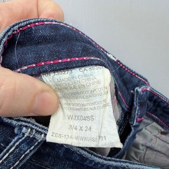 Rock 47 Wrangler Western Thick Stitch Bootcut Denim Jeans Women's 3 4 Long Tall - Picture 9 of 9